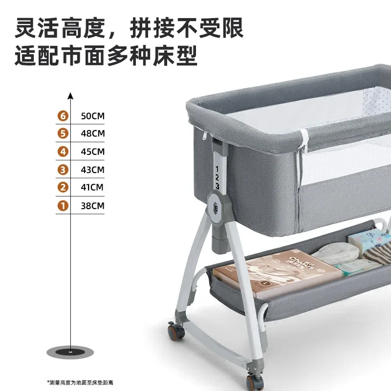 سرير أطفال حديثي الولادة، سرير كبير مقسم، سرير هزاز للأطفال BB، مهد متعدد الوظائف، قابل للطي #6