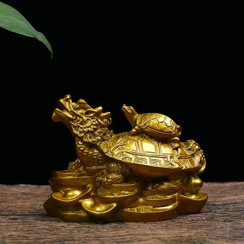 1pc Figurine Tortoise Turtle Wealth Coin Statue Gold Feng Luck Money Shui Dragon High Quality Durable Material Easy to Use