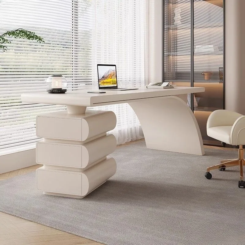 French light luxury, modern cream style solid wood desk