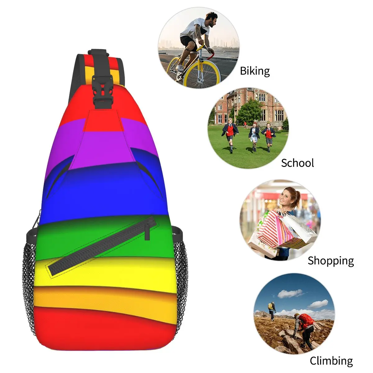 Lgbt Sling Bags Borst Crossbody Schouder Rugzak Reizen Wandelen Daypacks Trots Regenboog Mannen Vrouwen Tas