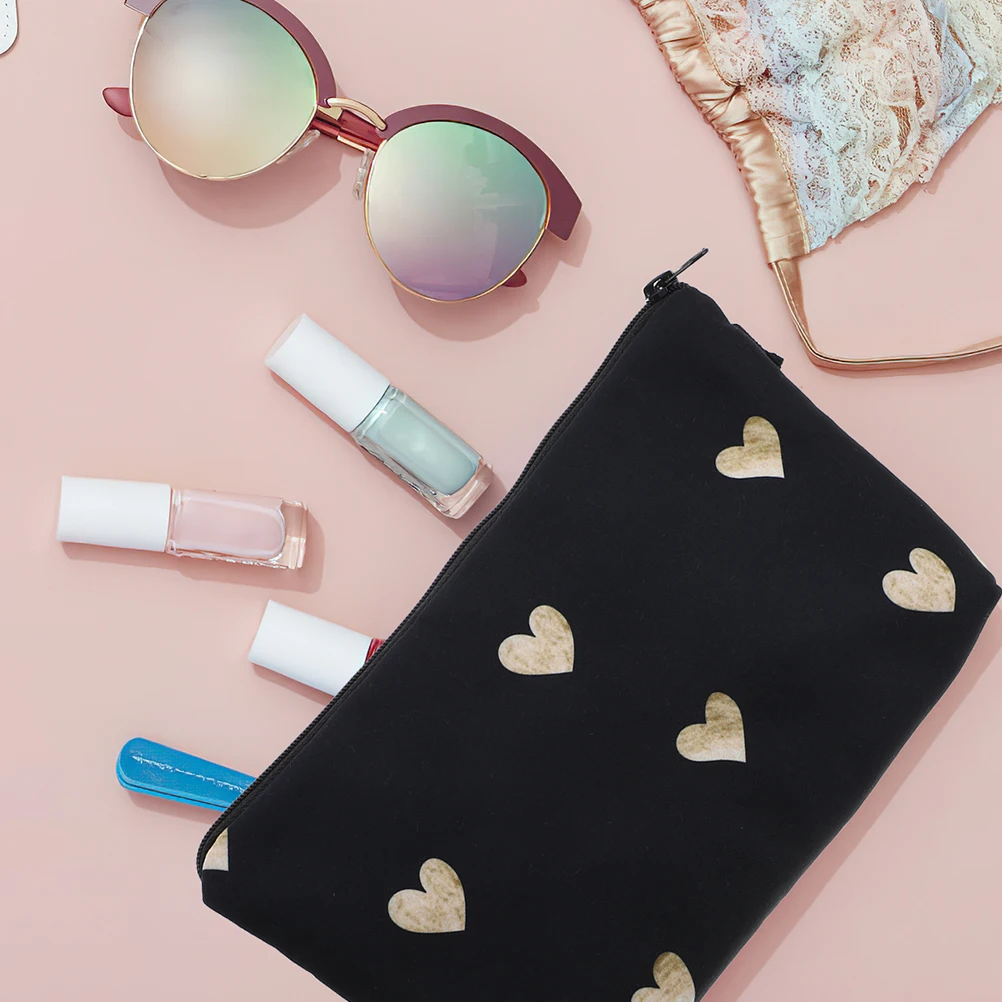 

2pcs Small Heart Makeup Bag for Purse Pouch Travel Toiletry Bag Cute Pattern Zipper Organizer Storage Women Daily Use