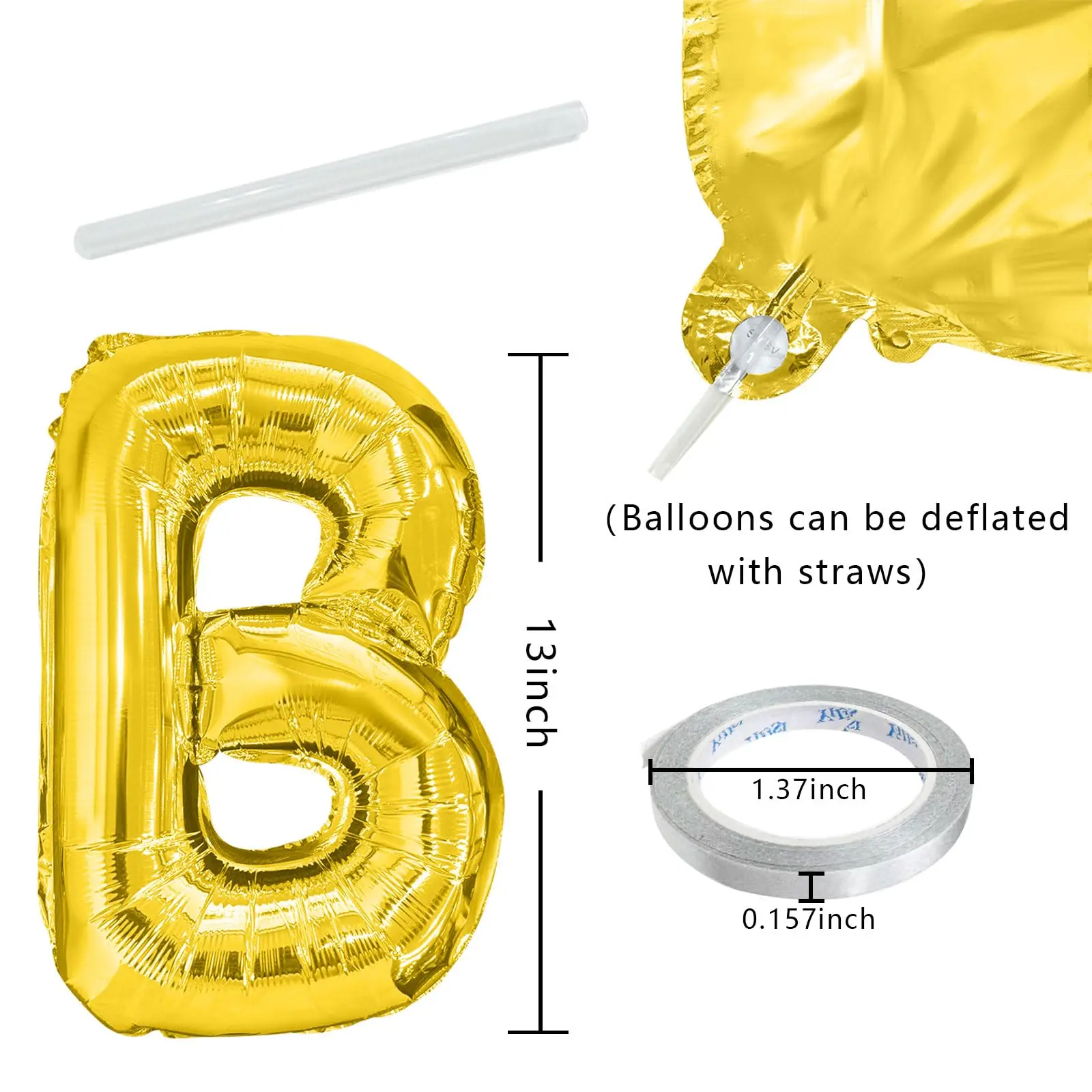 Gold Blue Happy Birthday Balloon 16Inch Foil Letters Birthday Sign Banner Bunting for Girls Boys Kids Adults Birthday Decoration