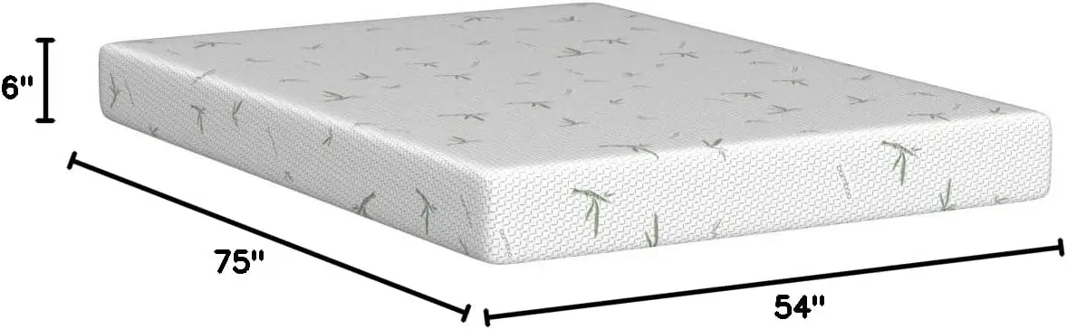 Full Size Mattress for Kids, 6 Inch Full Mattress in a Box with Breathable Bamboo Cover, Green Tea Memory Foam Mattress M