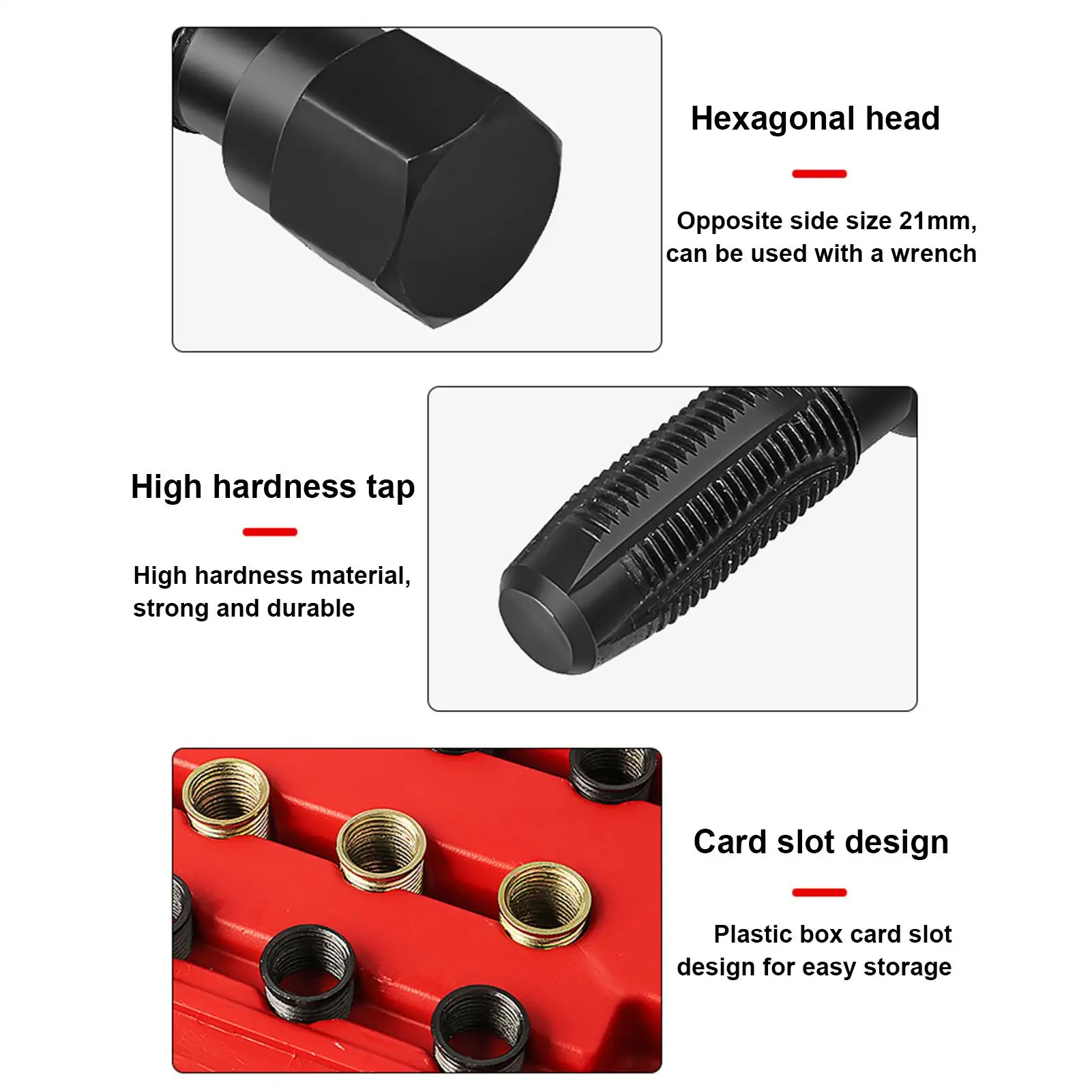 المكونات Helicoil عدة 16 قطعة المقبس Helicoil طقم أدوات إصلاح مع حقيبة محمولة لشاحنة سيارة Suv Rv سيدان محركات السيارات