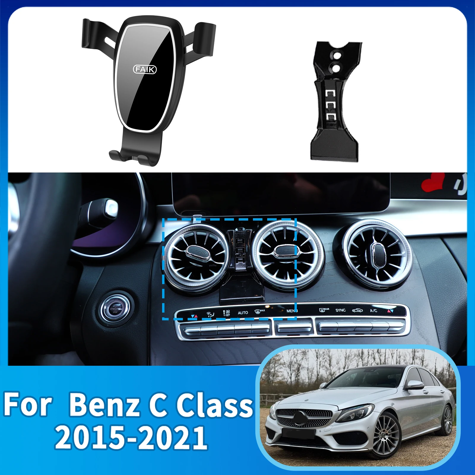 

Car Mobile Phone Holder for Benz C Class W205 2015 2016 2017 2018 2019 2020 2021 Accessories GPS Bracket Navigation Stand Auto