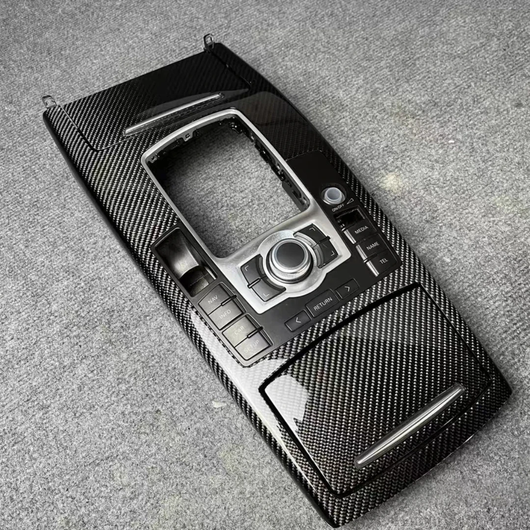 For Audi A6 C6 2005-2011 Carbon Fiber Center Console Gear Shift Storage Box Replacement Car Interior Tuning Accessories