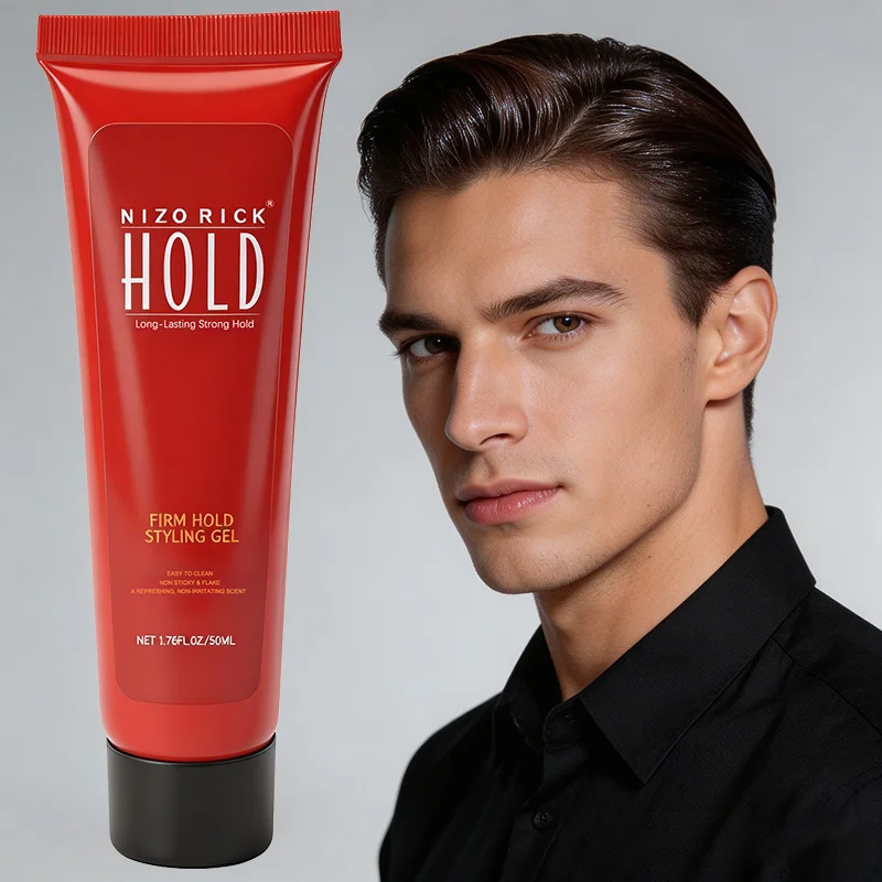 Men Hair Styling Gel, Strong Hold Long Lasting Hair Gel, Non-Greasy Shine Finish, Easy Rinse Hair Styling Product