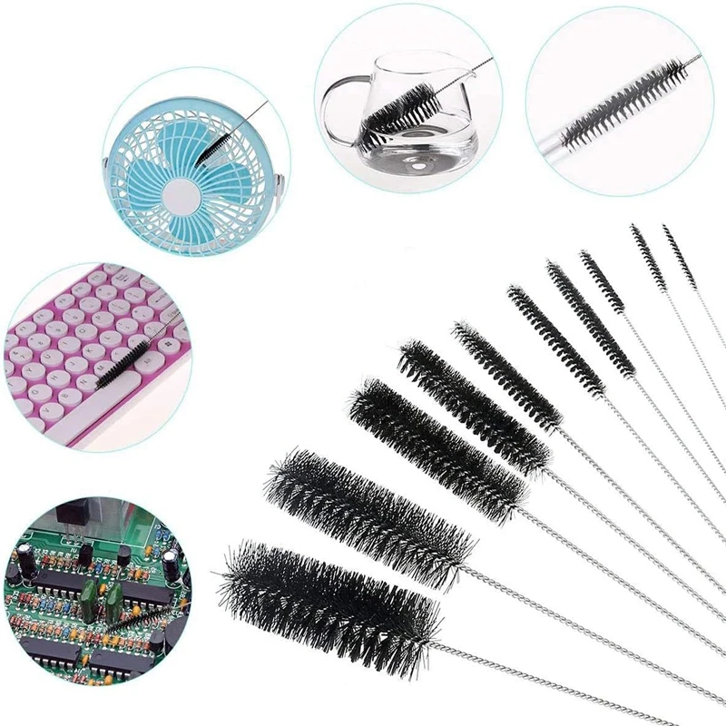 15/30Pcs Tool Brushes Car And Motorcycle Carburetor Cleaning Needle Set Stainless Steel Dirt Ejector Tool Brush