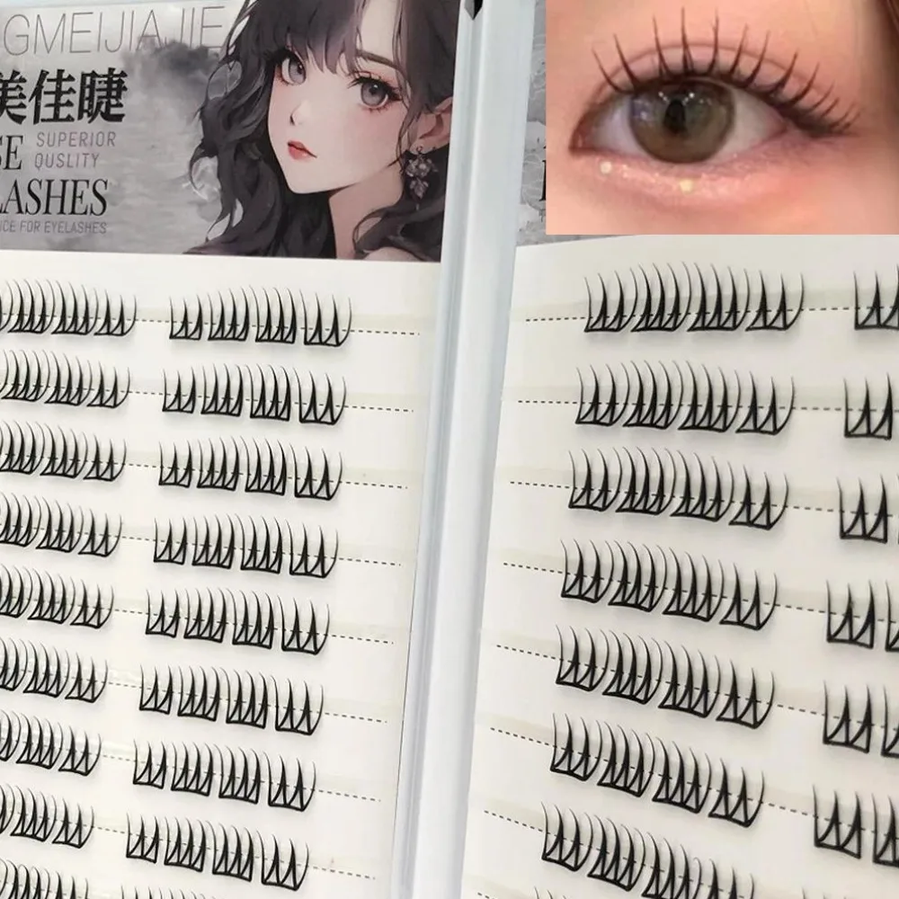 U-förmige, kleberfreie falsche Wimpern, großes Fassungsvermögen, transparente Einzelcluster-Wimpernverlängerung im koreanischen Stil, tägliche Make-up-Wimpern