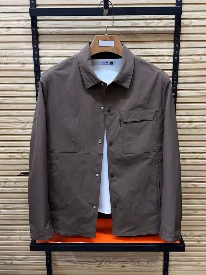 

Sli Men's Spring Autumn Flip-Collar Jaet High-Quali Faionable Versatile Stand Fit Long Sve Casual Wear