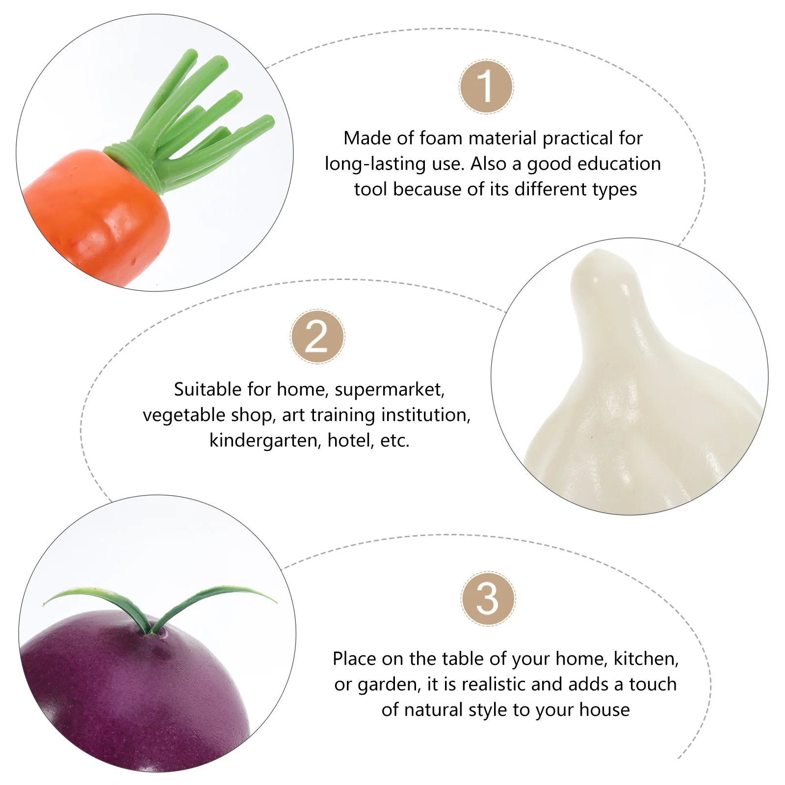 5 قطع من الخضروات المزيفة الواقعية لتزيين العرض التعليمي للمنزل والسوبر ماركت ورياض الأطفال والفندق والمطبخ #5