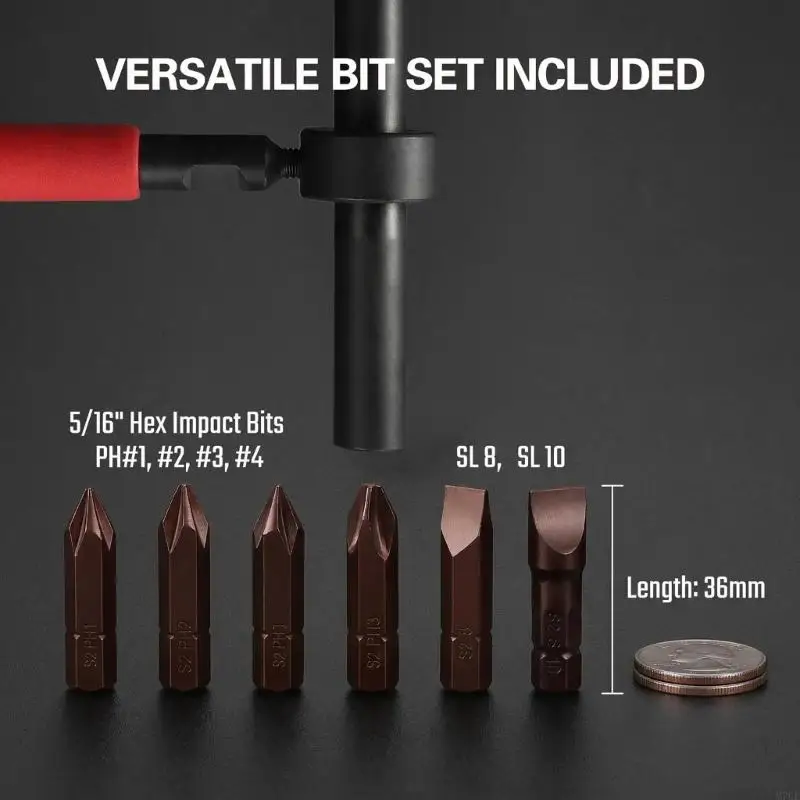 M76E 5-Sechskant-Bit-Schlagschraubendreher-Set, geeignet für verrostete und Autobefestigungen – Detail 2