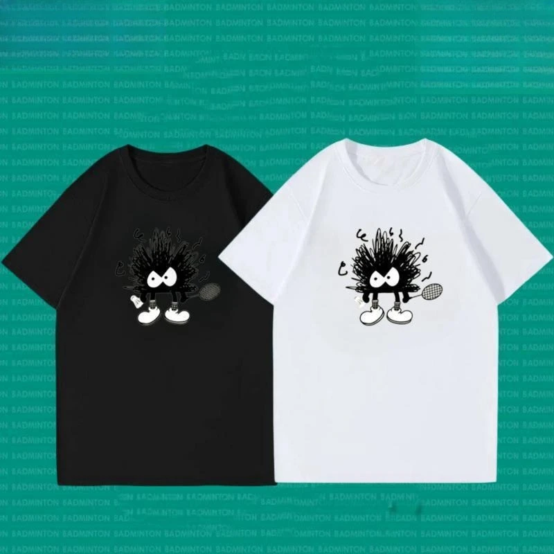 

New Summer Badminton Suit Breathable Quick Drying Men's and Women's Sports Shirt Cartoon Printed Badminton Match Training Shirt
