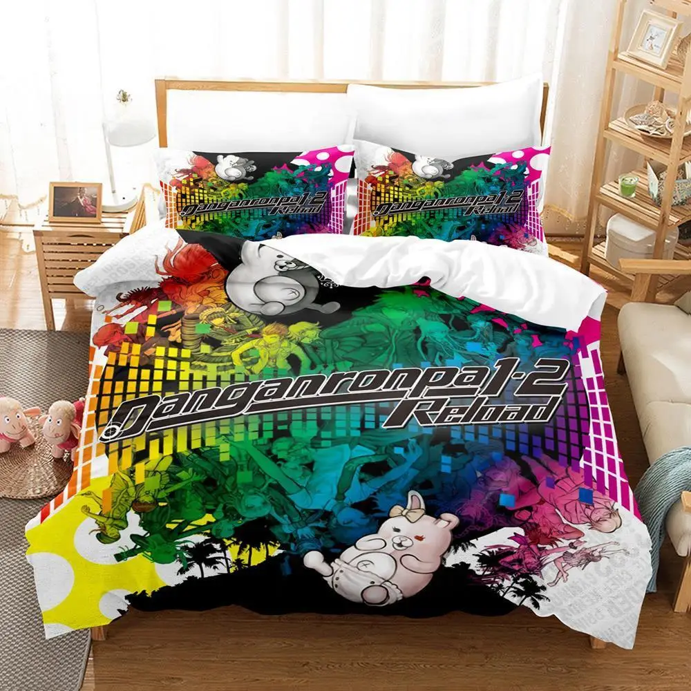 

Fashion Anime Danganronpa Bedding Set Duvet Cover Comforter Bed Set Quilt Cover Pillowcase King Queen Twin Size Boys Girls Adult