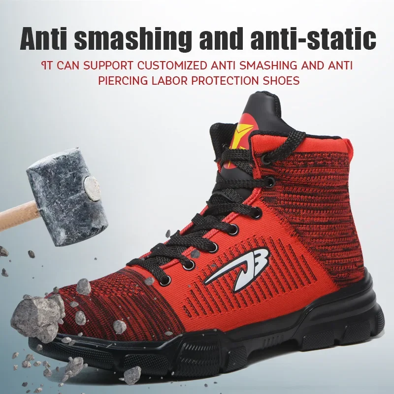 

Labor Protection Shoes High Top Men's Steel Toe Cap Anti Smashing Anti Piercing One Piece for Distribution