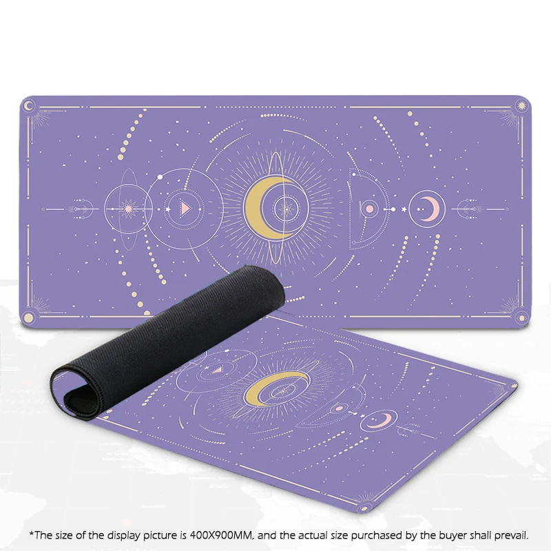 Large Kawaii Purple Gaming Mouse Pad Moon Phase Magic Celestia mouse mats XXL Desk Mat 900X400MM Nonslip Laptop Desk Accessories