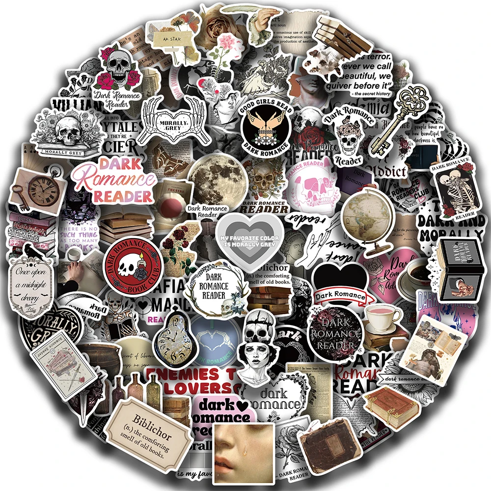 

10/30/50/100pcs Dark Romance Reading Aesthetic Stickers Funny Cartoon Sticker Waterproof DIY Suitcase Laptop Phone Decals Pack