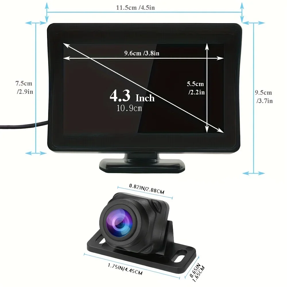 Car Monitor Camera 4.3-inch Display HD Reversing Rearview Camera Car Reversing Kit For Car Pickup Universal