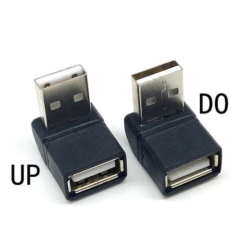 Adaptador USB 2.0 3.0 90 ° Conector acoplador macho a hembra enchufe ángulo izquierdo y ángulo recto
