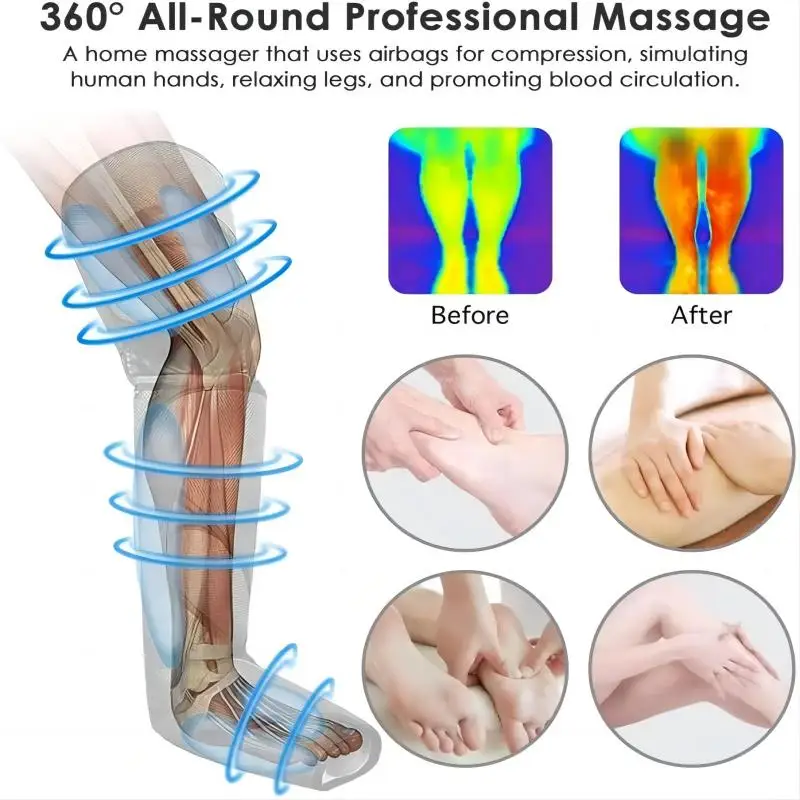 Massageador De Pés De Perna De Compressão De Ar, Promover a circulação sanguínea, Shiatsu Airbag Pressure Massage, Dispositivo de terapia de bezerro