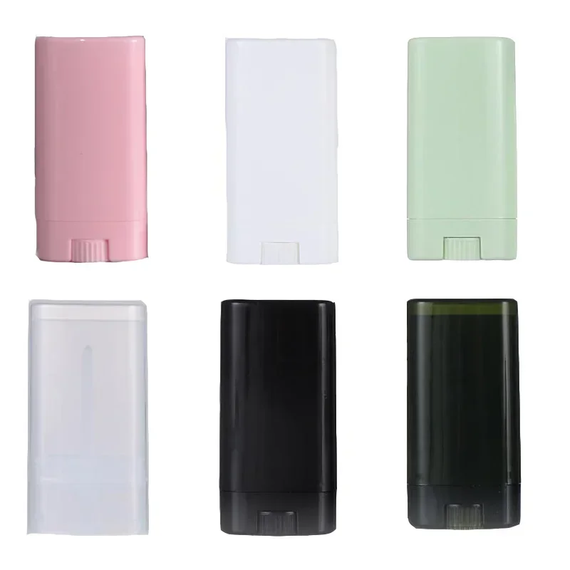 30Pcs 15g Portable Plastic Empty Travel Oval Shaped Lip Balm Tube Deodorant Containers Lipstick Tube Twist Up Hair Wax Container