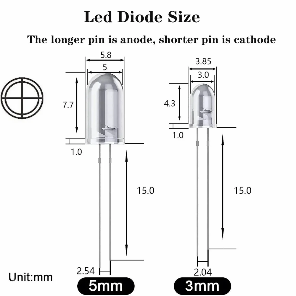 50pcs/100pcs F3 LED Diode 3mm Ultra Bright White Red Green Blue Yellow Orange Light Emitting Assortment Kit