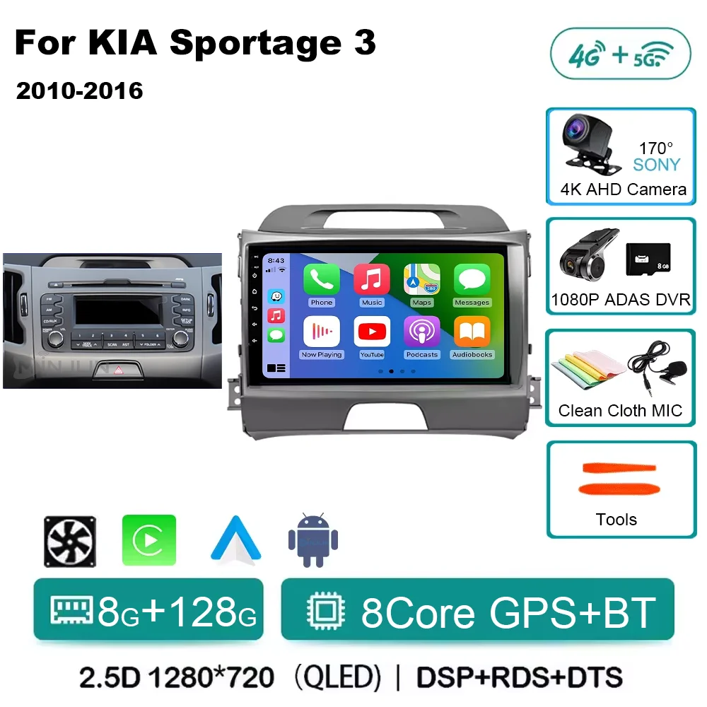Android 15 Qualcomm Autoradio Voor KIA Sportage 3 Sportage R 2010-2016 Draadloze Android Auto Carplay Multimedia speler Auto stereo