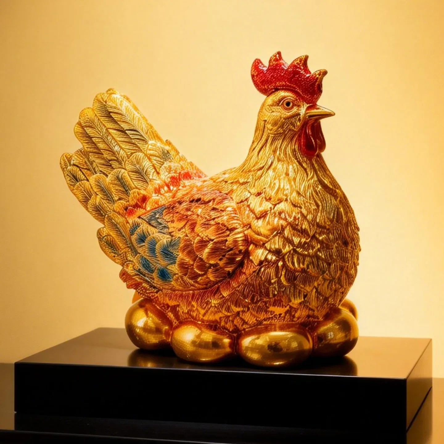 Golden chicken ornament hen laying eggs zodiac chicken new home opening living room entrance decoration hen making money gold-pl