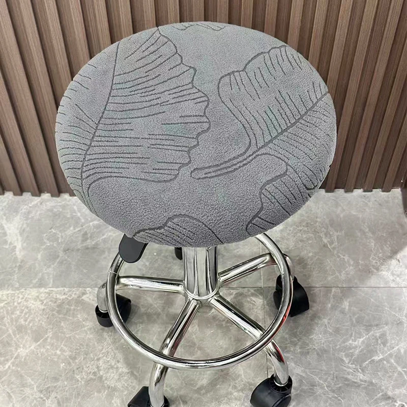 1/2/3pcs Polar Fleece Stool Cover Bar Round Swivel Chair Cover Universal Bar Coffee Shop Stool Cover Solid Color Art Jacquard