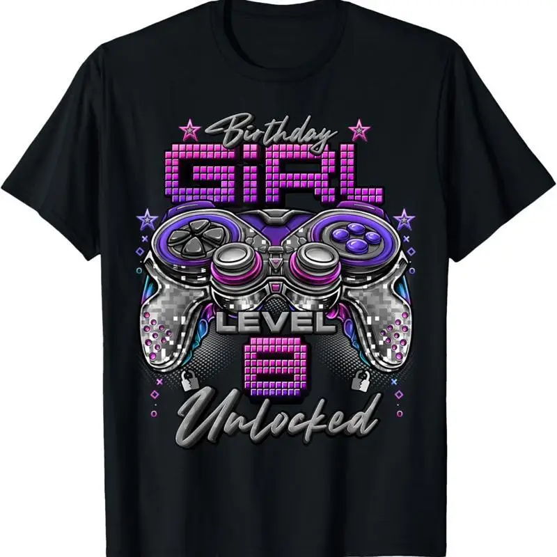 Gamer Girl Level 8 Unlocked 8th Birthday Video Gaming T Shirt