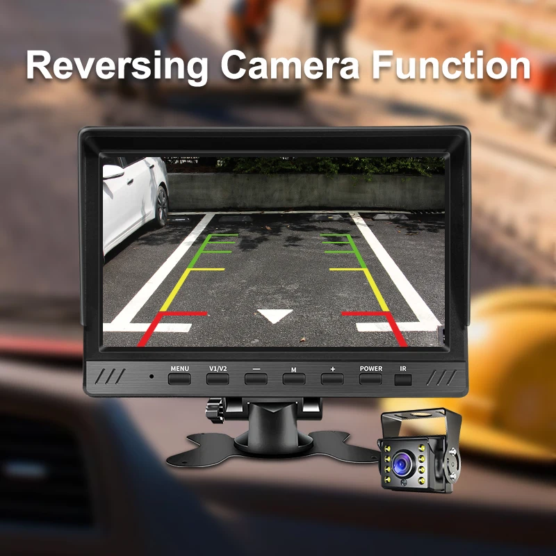 شاشة 7 بوصة AHD للرؤية الخلفية لوقوف السيارات 1080P LED للرؤية الليلية سيارة حافلة شاحنة عكس الكاميرا مع شاشة #4