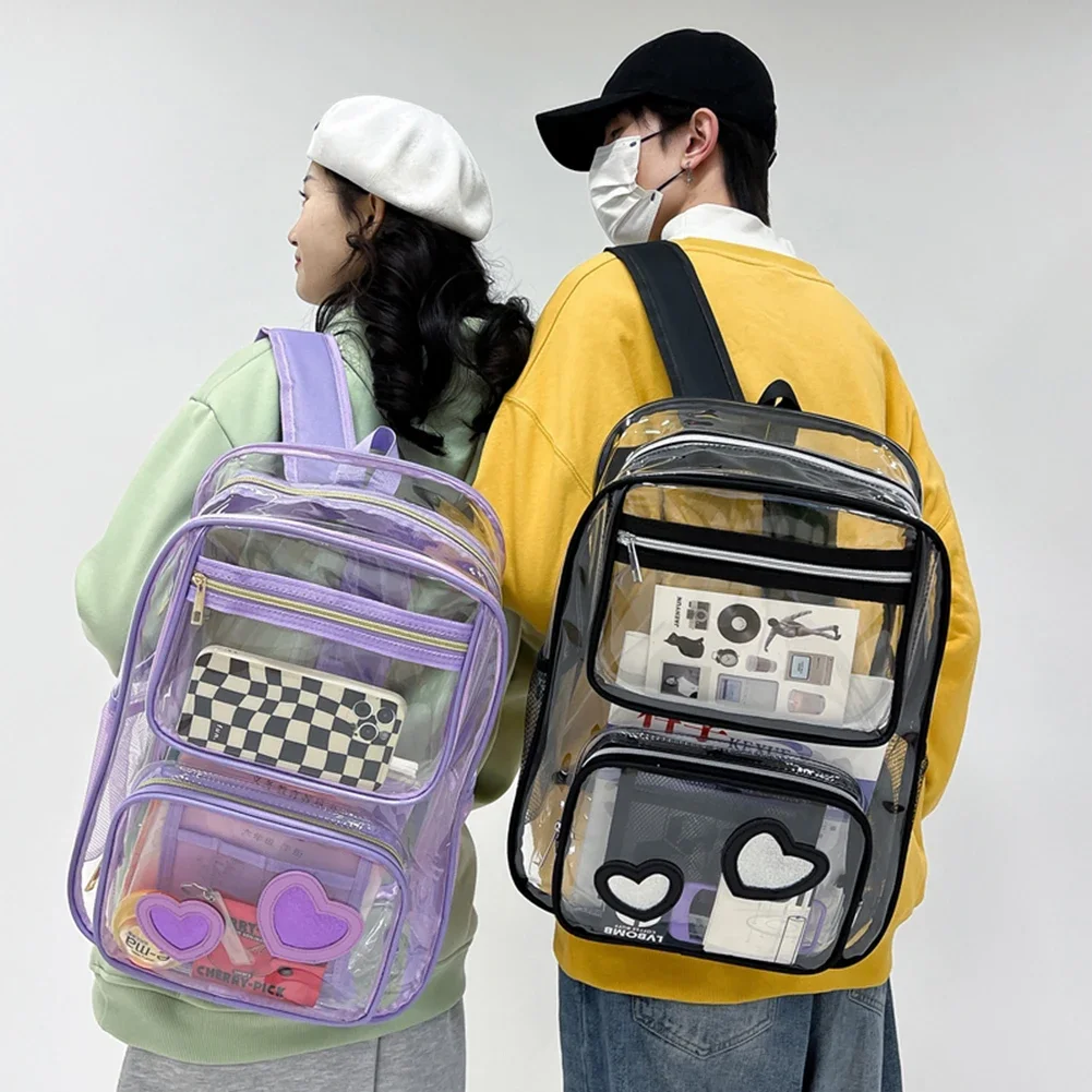 Clear Backpack Heavy Duty PVC Transparent Cute School Bag for Girls Teenage See Through Book Bag for Students School Backpack