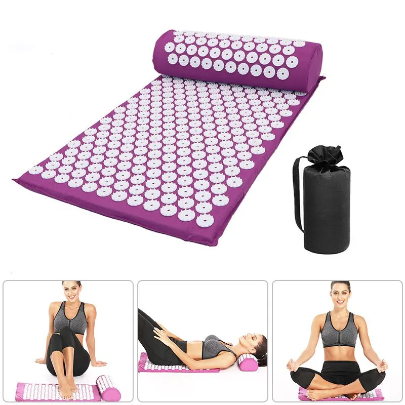 Yoga Massage Pad Acupoint Decompression Cushion Massage Yoga Pad Back Soothing with Pillow