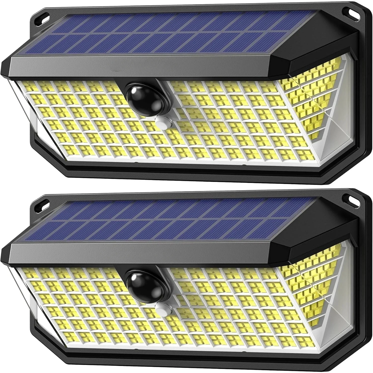 

2 Pack Safety Solar Lights IP66 Waterproof, 4200 Lumens, 416 LEDs, 300° Angle and 3 Lighting Modes, Motion Sensor Outdoor Lights