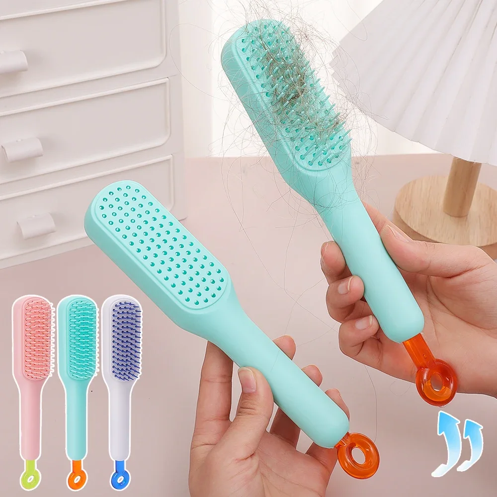 One-Pull Telescopic Comb White Pink Blue Portable Scalp Massage Brush Self-Cleaning Hair Comb Women Salon Styling Tool Compact