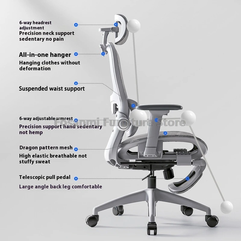 Cadeira ergonômica de malha elástica alta reclinável cadeira de escritório executivo pc com encosto de cabeça ajustável mesa giratória para jogos cadeira de computador