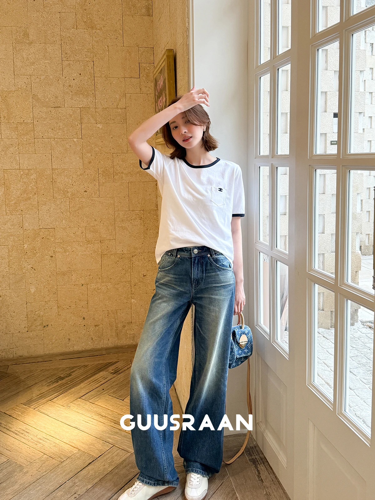 

Женские джинсы с высокой талией, прямые, из эластичного хлопка, в стиле ретро, весенние, премиум-качества, длинные брюки