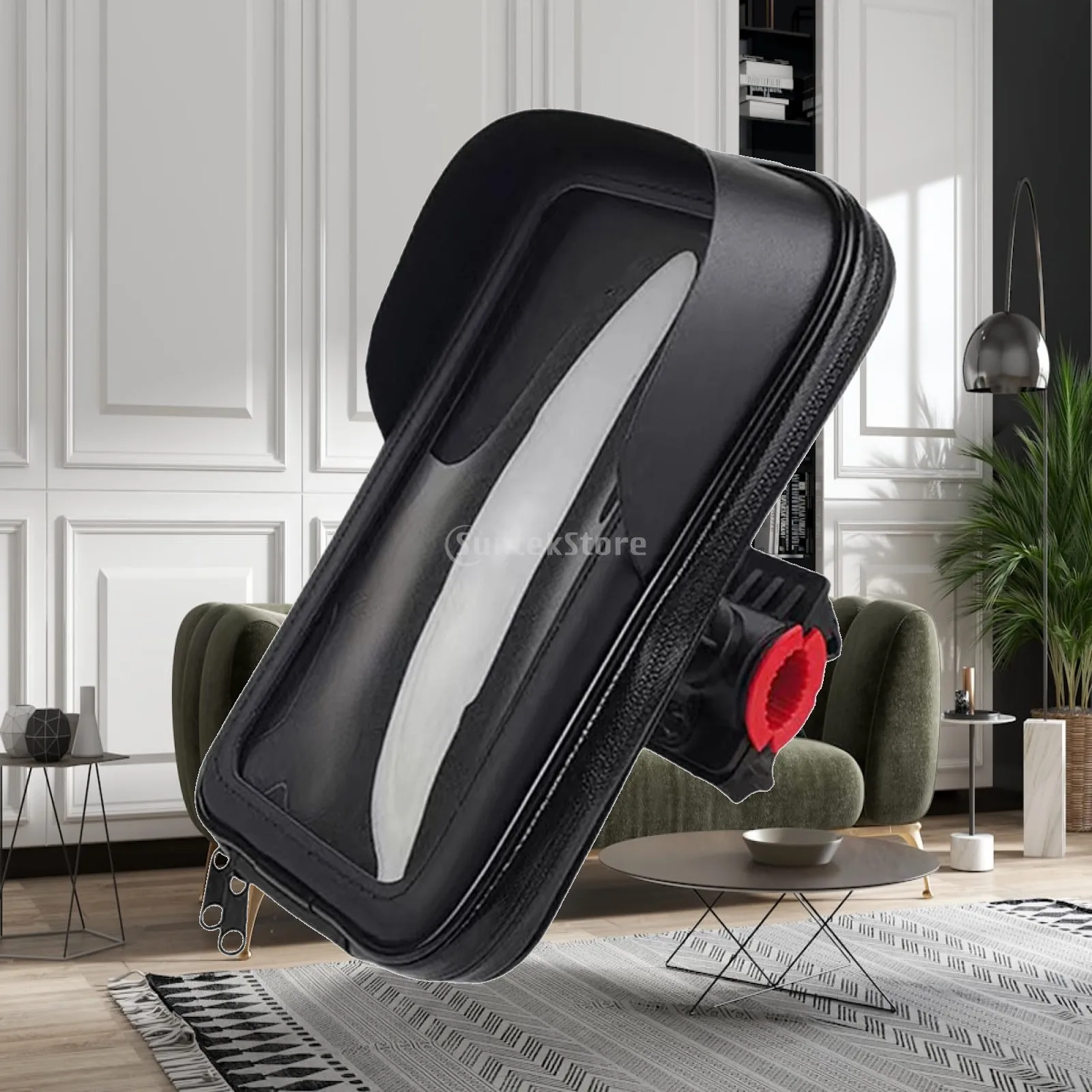 Waterproof Motorcycle Smartphone Holder Pouch with Anti Shake Silicone Case for Bike Bicycle Cell Phone 360 Degree Rotation