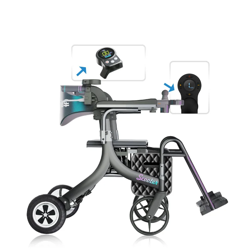 Multi-Functional 3 in 1 Walking Aid LCD Joystick Power Chair Electric Rollator Wheel chair Walker for the Elderly Disabled
