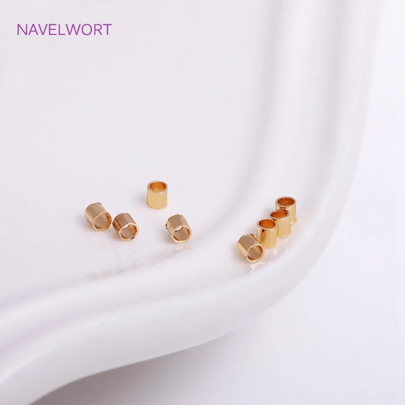 18K Gold Plated 2mm/2.5mm Crimp Beads For Jewelry Making, 1.5mm/2mm Tubular Crimp Bead DIY Jewelry Fittings Accessories