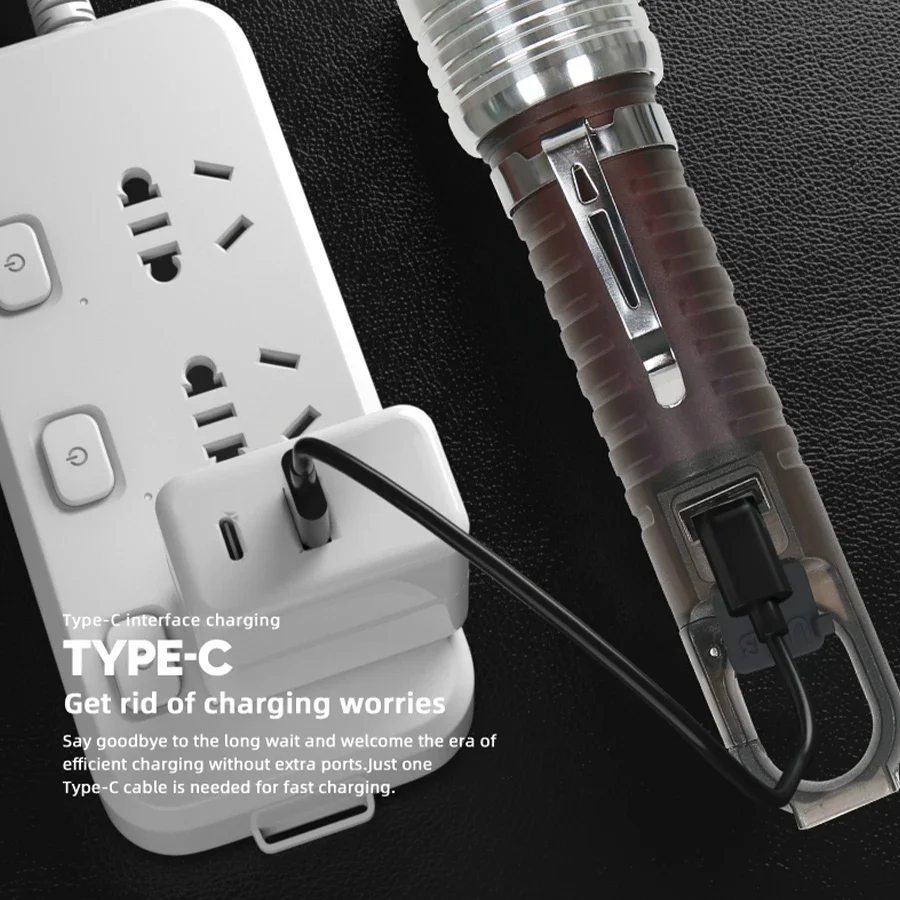 Multifunctional LED White Laser Flashlight Red Blue Flash Magnetic Suction Telescopic Zoom Flashlight Outdoor Portable Torch