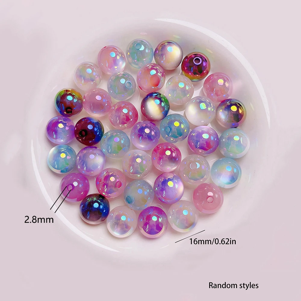 Acrylic Flow Pattern Cat Eye Straight Hole Round Loose Beads DIY Mobile Phone Chain Car Hanging Jewelry Accessories Material