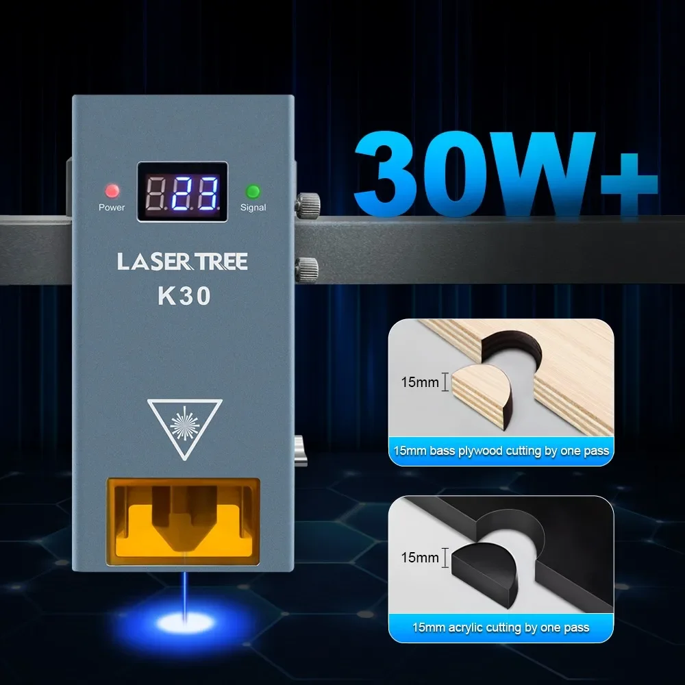 LASER TREE 30W High Power Laser Engraving Module 160W 450nm Blue Laser Cutting Heads for CNC Machine Plywood Acrylic DIY Tools