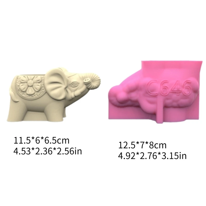 Pen Holder Silicone Molds 3D Elephant Table Ornament Mould DIY Succulent Planter