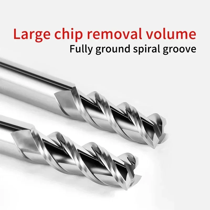 Chowmaster HRC55 مطحنة نهاية كربيد غير مطلية 3 مزامير قاطعة طحن من الألومنيوم كربيد التنغستن طواحين نهاية CNC