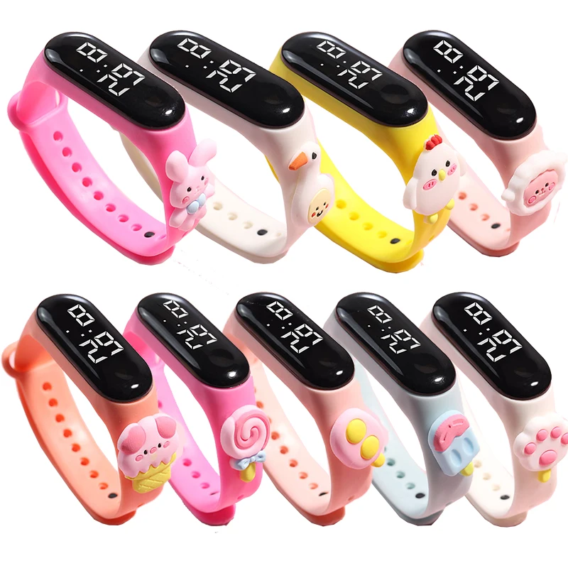 50 pz/lotto orologio da cartone animato per bambini orologio da schermo di moda visualizzazione dell'ora orologio intelligente per bambini ragazzo ragazza LED orologi digitali regalo di compleanno
