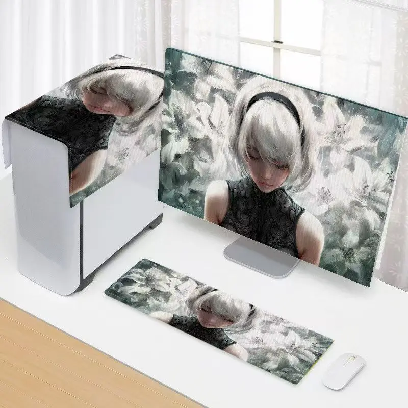Anime Monitor Dust Cover 3Pcs Set, Dustproof for 19-32 Inch Desktop Computer Screen Keyboard PC Host Cover
