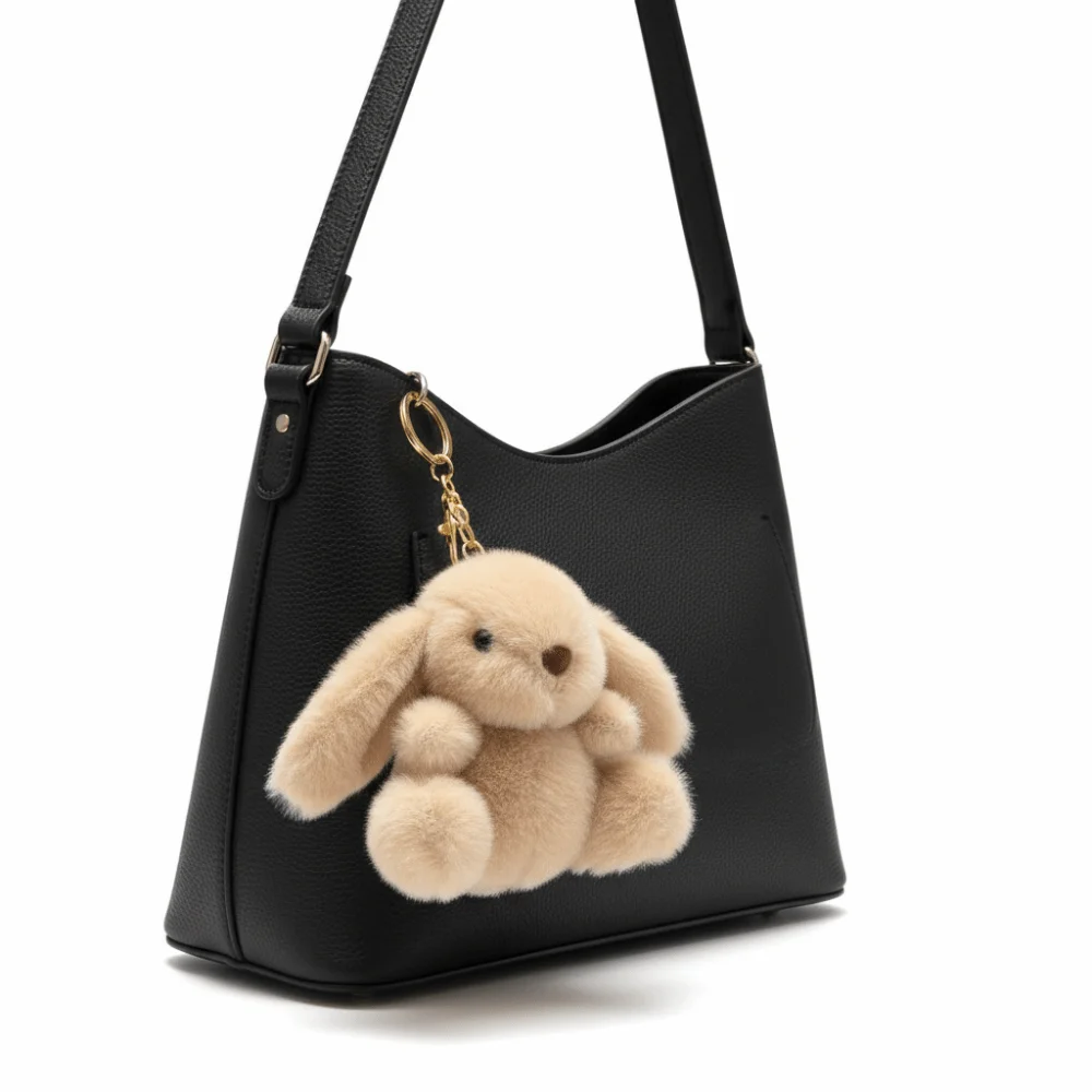 

Fashion Bag Charms Rabbit Pendant Fluffy Soft Metal Ring Rabbit Fur Keychains Horse Decoration Rabbit Key Ring Backpack