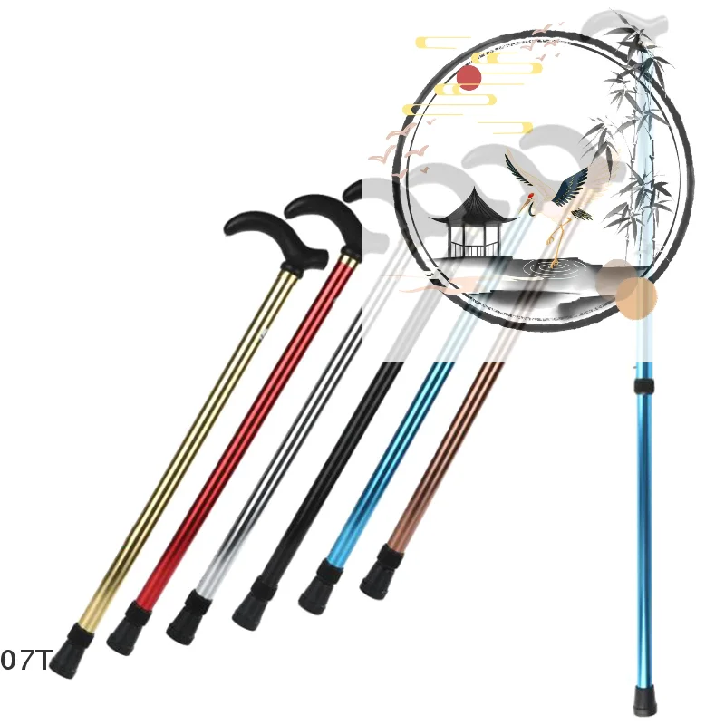 Adjustable Walking Stick 2 Section Stable Anti-Skid Crutch Old Man Hiking Cane