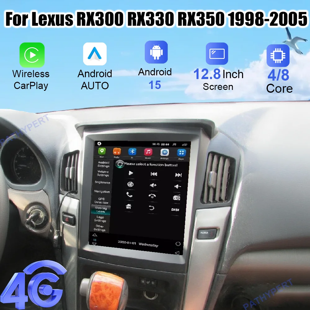 

12.8" Android 15 For Lexus RX300 RX330 RX350 1998-2005 Car Multimedia Player Touchscreen Carplay GPS Stereo BT Head Unit 4G FM